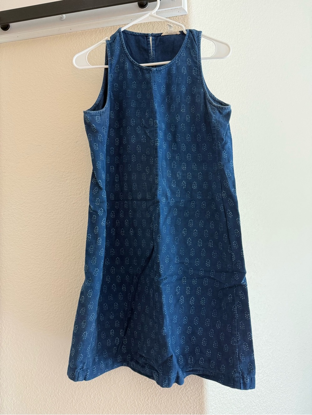 Eileen Fisher Navy Sleeveless Shift Dress with Subtle Dot Motif